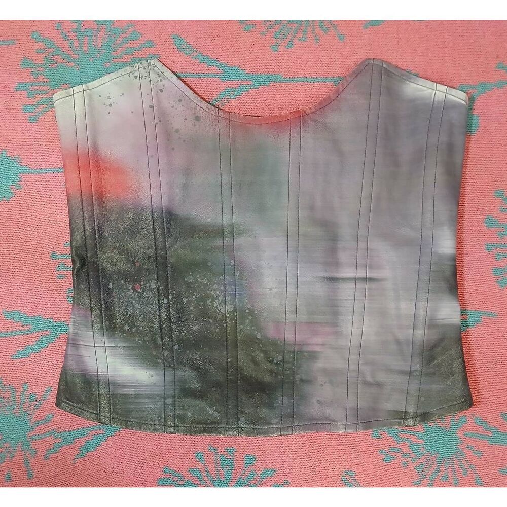 Miaou Womens Small Leia Corset Vegan Leather Top Purple Gray — image 3 of 8